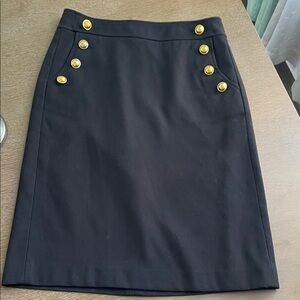 Great Used Condition. Black Skirt with navy style Gold Buttons , ann taylor loft
